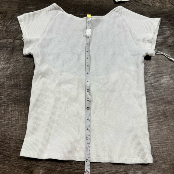 Aerie White Ribbed Short Sleeve Shirt Open Back Size Medium NWT - Picture 5 of 9